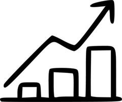A black and white drawing of a graph going up vector