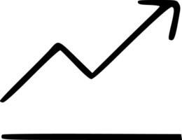 A graph line with an upward arrow vector