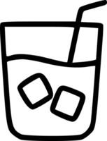 A black and white drawing of a glass of ice and a straw vector