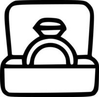 An engagement ring in a box outline vector