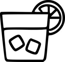 A black and white drawing of a drink with ice cubes vector