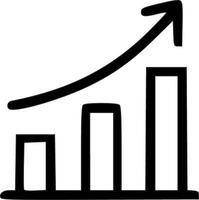 A graph bar with an upward arrow vector