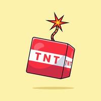 Flat cartoon tnt dynamite bomb with danger explosion illustration isolated on background vector