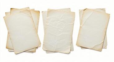 Old paper sheets on white background photo