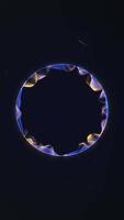 Futuristic 4K vertical loop of a blue and gold glowing sphere swirling inside a vortex. Ideal for sci-fi, technology, and cosmic mobile backgrounds. video
