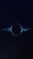 Seamless vertical 4K loop of a glowing blue sphere surrounded by floating particles. Suitable for sci-fi, innovation, and mobile tech themes. video
