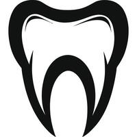 Black and white image of a tooth with a curved line vector
