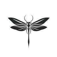 Black and white drawing of a dragonfly vector