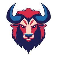 The head of an angry buffalo is shown on a white background vector