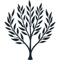 Tree with black leaves is shown in a black and white photo vector