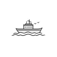Boat is sailing in the ocean with a bird flying in the background vector