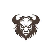 The head of an angry buffalo is shown in a logo vector