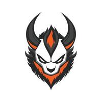 Cartoonish drawing of a demon with horns and a beard vector