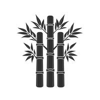 Three bamboo trees are drawn in black and white vector