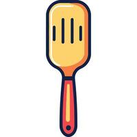 Yellow spatula with red handle. vector