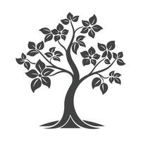 Tree with no leaves is shown in black and white. vector