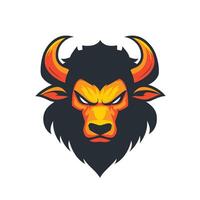Bull with horns and a mouth open, with a look of anger on its face vector