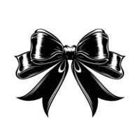 Black ribbon bow is drawn on a white background vector