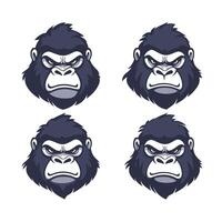 Four different faces of a gorilla, each with a different expression vector