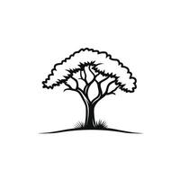 Tree is depicted in a black and white drawing vector