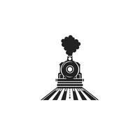 Train is on the tracks with smoke coming out of the engine vector