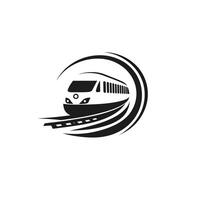 Train is shown in motion, with the train carriages and engine visible. vector