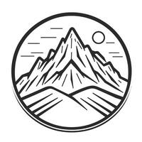 Mountain range with a sun on white background vector