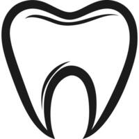 Black and white drawing of a tooth. vector