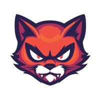 Cartoon cat with a red face and black eyes vector