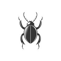 Black bug with long antennae and horns vector