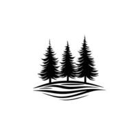 Three trees are standing in a field with a body of water in the background vector
