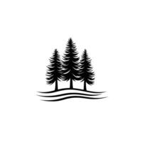 Black and white image of three trees with a body of water in the background vector