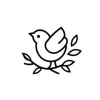 Bird is perched on a branch with leaves vector