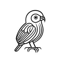Black and white drawing of a bird on white background vector