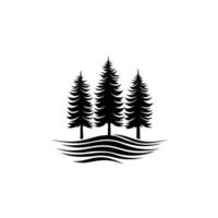 Three trees are shown in a black and white image. vector