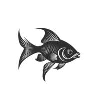 Black fish with a long tail and a mouth open vector