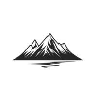 Mountain range with a river running through it. vector
