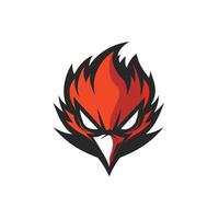 Red bird with a black beak and black eyes vector