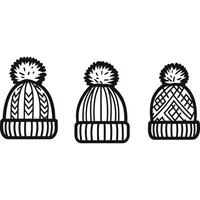 Three hats with pom poms on them vector