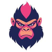 Cartoonish drawing of a gorilla with a red stripe on its face vector