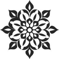 A black and white flower design with a white background vector
