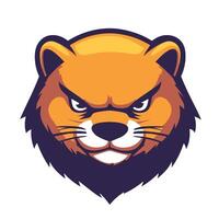 Cartoon bear with an angry expression on its face vector