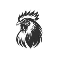 Black and white chicken head with a red comb vector