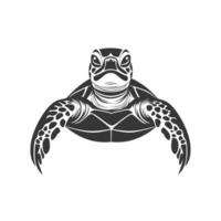 Turtle is shown in a black and white drawing vector