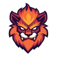 Cartoon lion with orange fur and a menacing look on his face vector