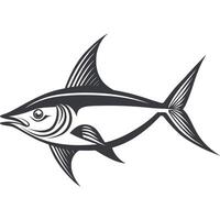 Black and white drawing of a fish with a pointed tail vector