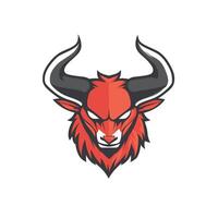 Red bull with horns and a menacing look on its face vector