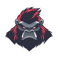 Gorilla with red hair and a menacing look on its face vector