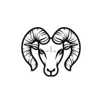 Ram's head with horns and a snout vector