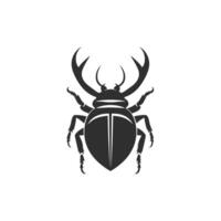 Black and white drawing of a bug with large antlers vector